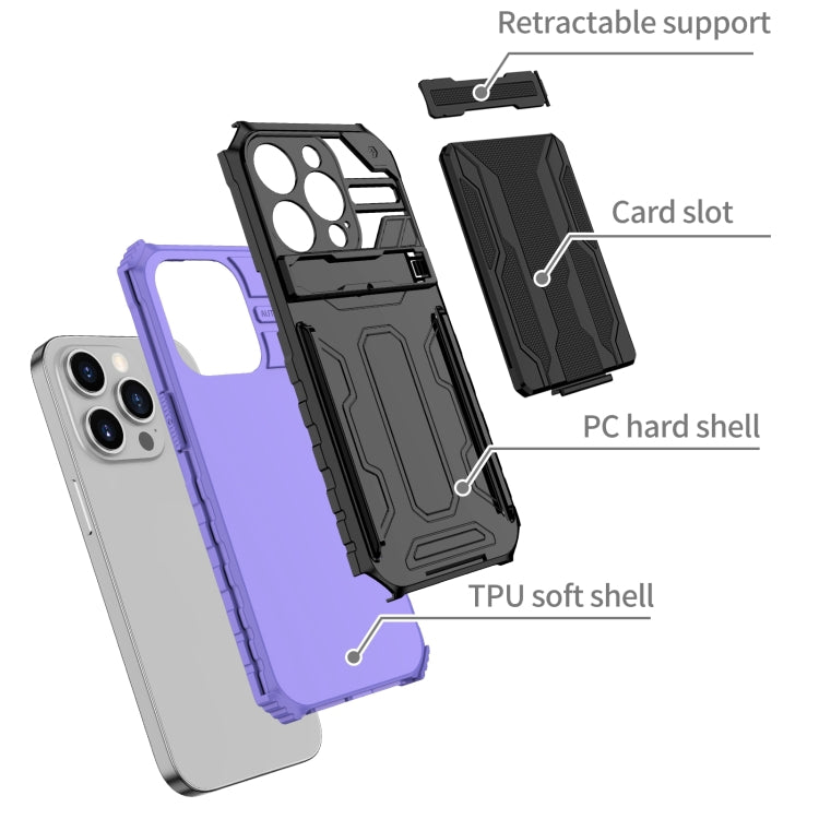 For iPhone 15 Pro Max Kickstand Armor Card Wallet Phone Case