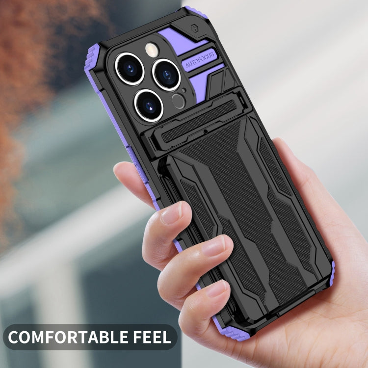 For iPhone 15 Pro Max Kickstand Armor Card Wallet Phone Case