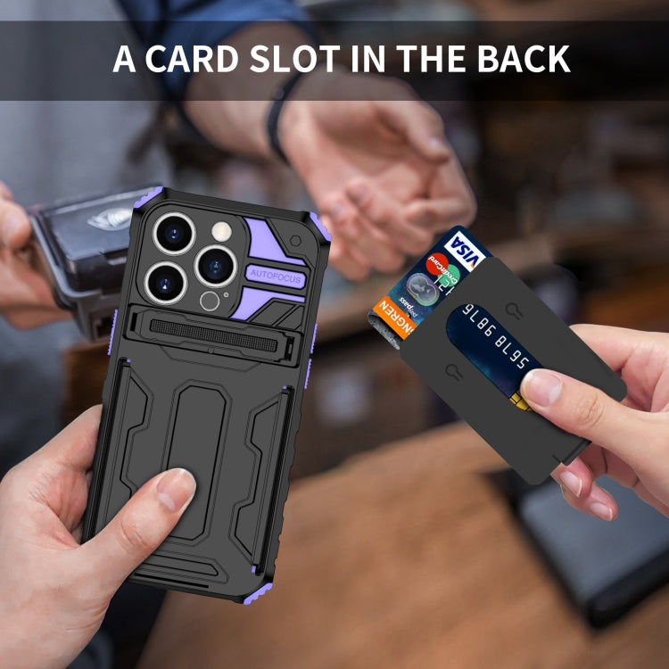 For iPhone 15 Pro Max Kickstand Armor Card Wallet Phone Case