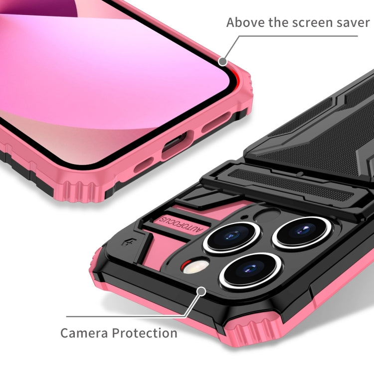 For iPhone 15 Pro Kickstand Armor Card Wallet Phone Case