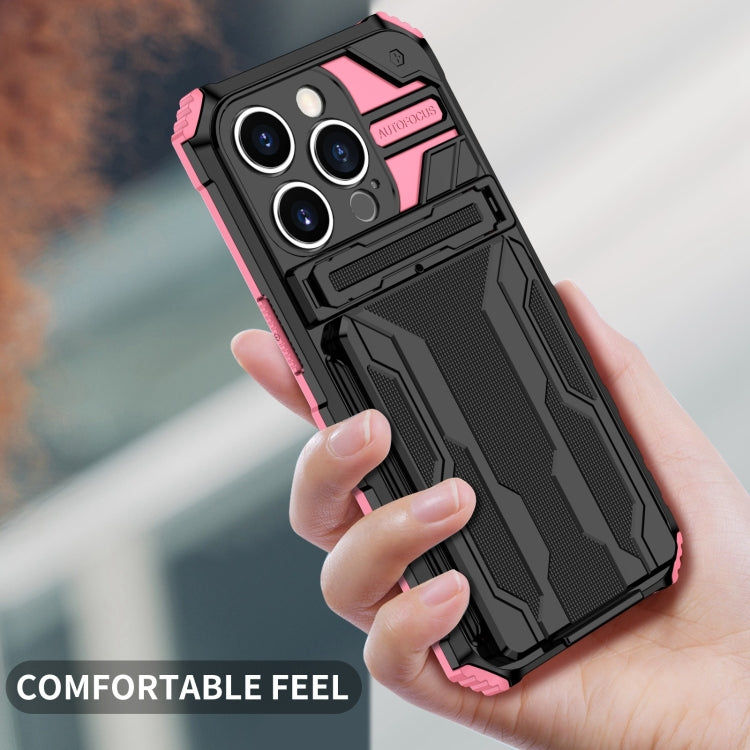 For iPhone 15 Pro Kickstand Armor Card Wallet Phone Case