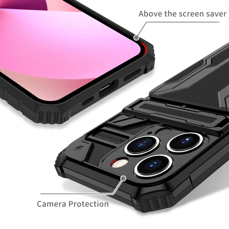 For iPhone 15 Pro Kickstand Armor Card Wallet Phone Case