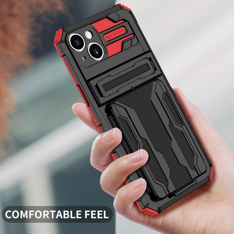 For iPhone 15 Plus Kickstand Armor Card Wallet Phone Case