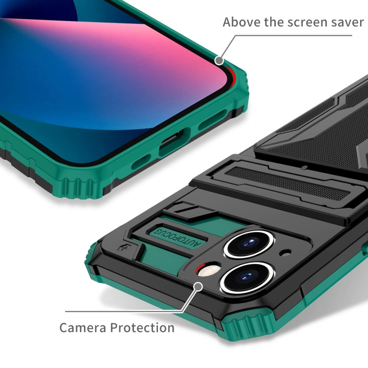 For iPhone 15 Plus Kickstand Armor Card Wallet Phone Case