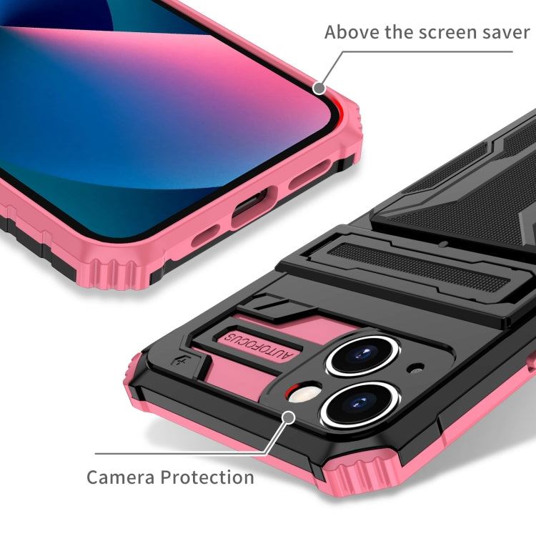 For iPhone 15 Kickstand Armor Card Wallet Phone Case