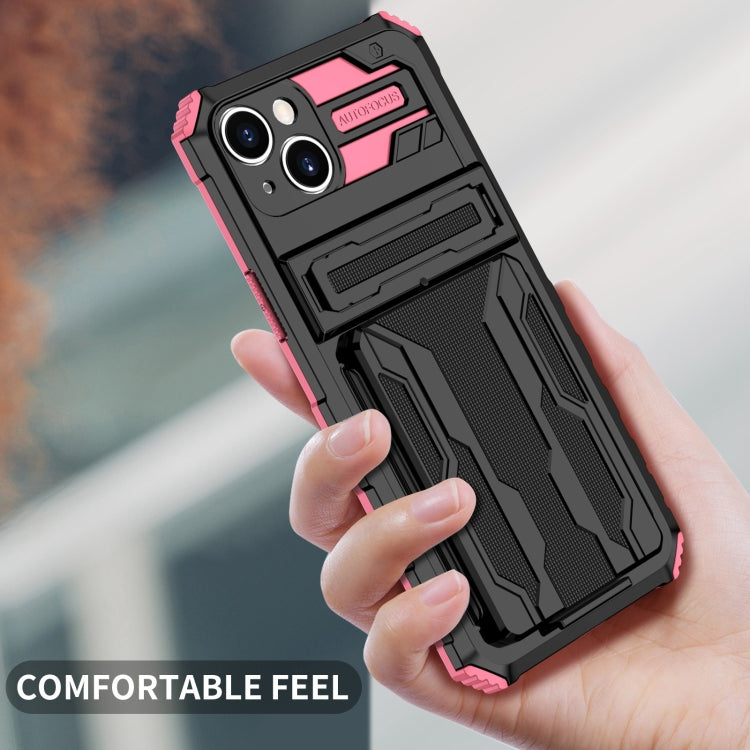 For iPhone 15 Kickstand Armor Card Wallet Phone Case