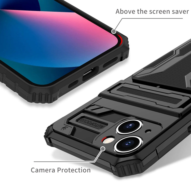 For iPhone 15 Kickstand Armor Card Wallet Phone Case