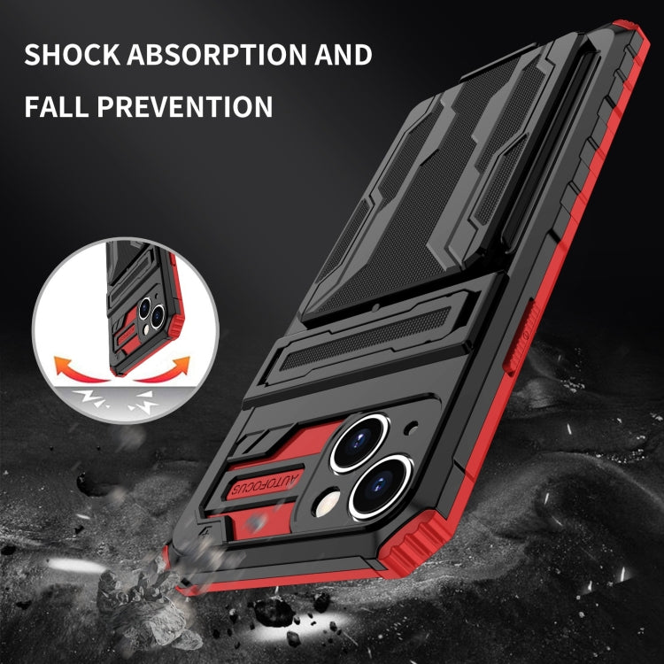 For iPhone 15 Kickstand Armor Card Wallet Phone Case