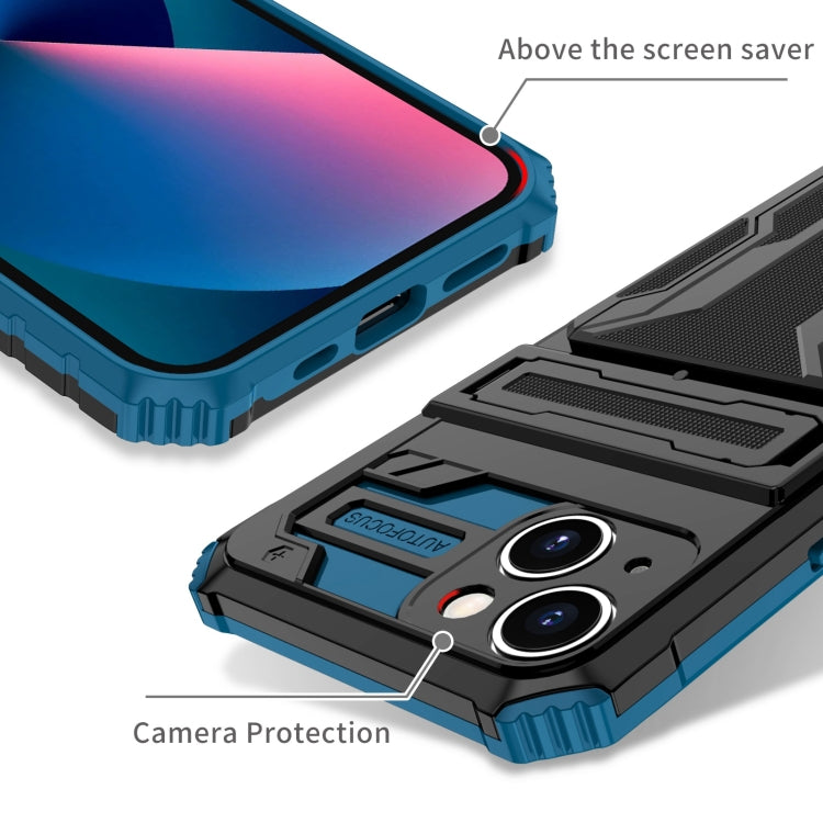 For iPhone 15 Kickstand Armor Card Wallet Phone Case
