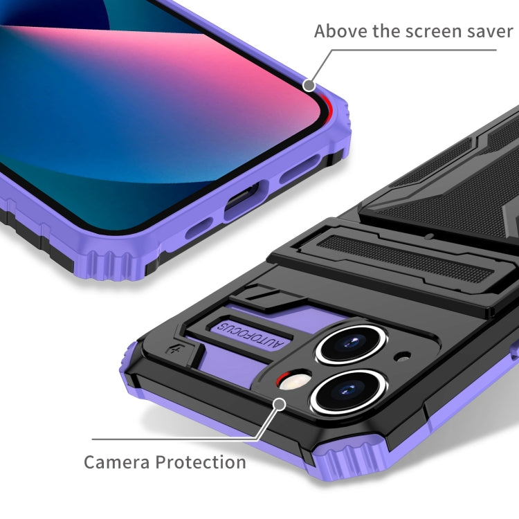For iPhone 15 Kickstand Armor Card Wallet Phone Case