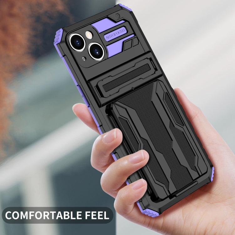 For iPhone 15 Kickstand Armor Card Wallet Phone Case