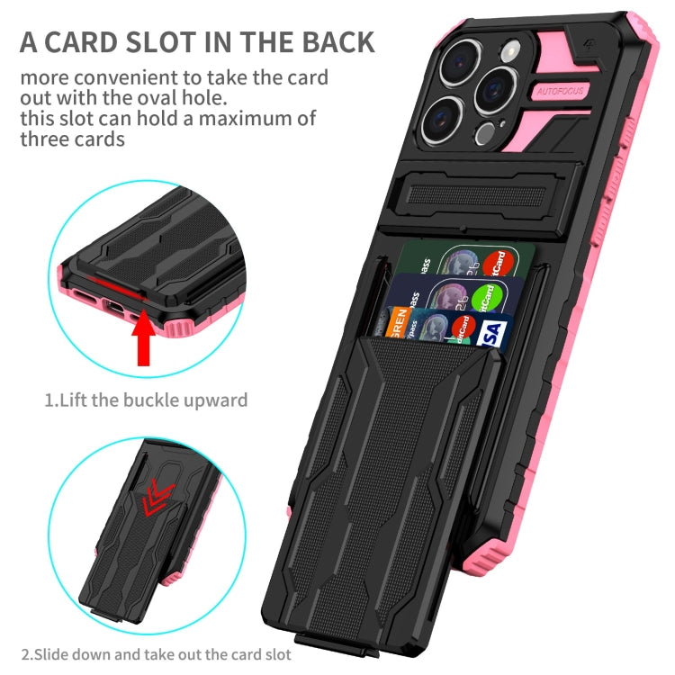 For iPhone 16 Pro Max Kickstand Armor Card Wallet Phone Case