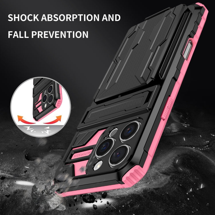 For iPhone 16 Pro Max Kickstand Armor Card Wallet Phone Case