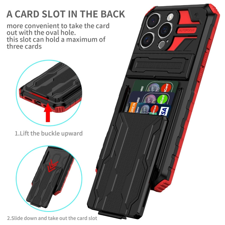 For iPhone 16 Pro Max Kickstand Armor Card Wallet Phone Case