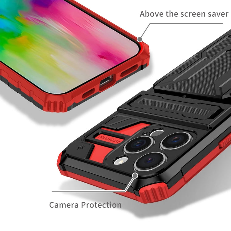 For iPhone 16 Pro Max Kickstand Armor Card Wallet Phone Case