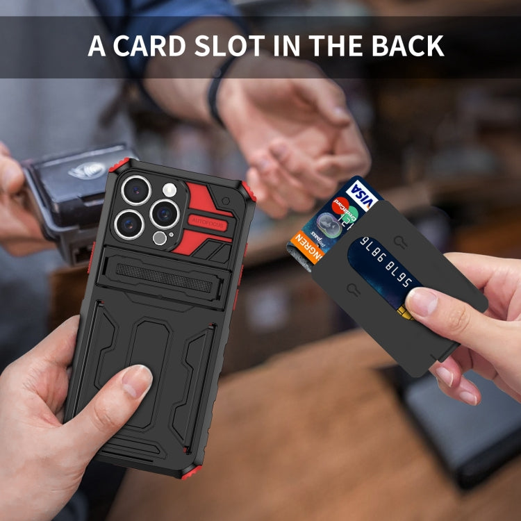 For iPhone 16 Pro Max Kickstand Armor Card Wallet Phone Case