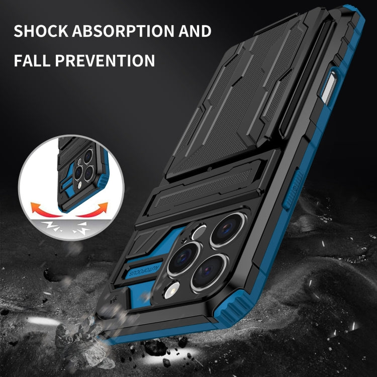 For iPhone 16 Pro Max Kickstand Armor Card Wallet Phone Case