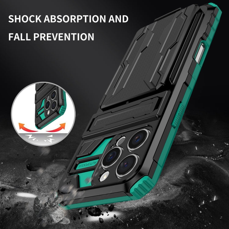 For iPhone 16 Pro Max Kickstand Armor Card Wallet Phone Case