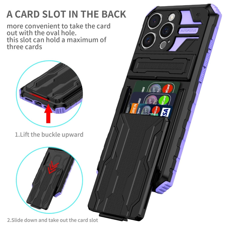 For iPhone 16 Pro Max Kickstand Armor Card Wallet Phone Case