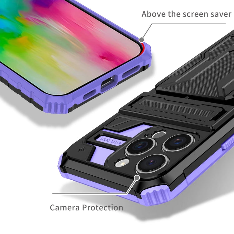 For iPhone 16 Pro Max Kickstand Armor Card Wallet Phone Case