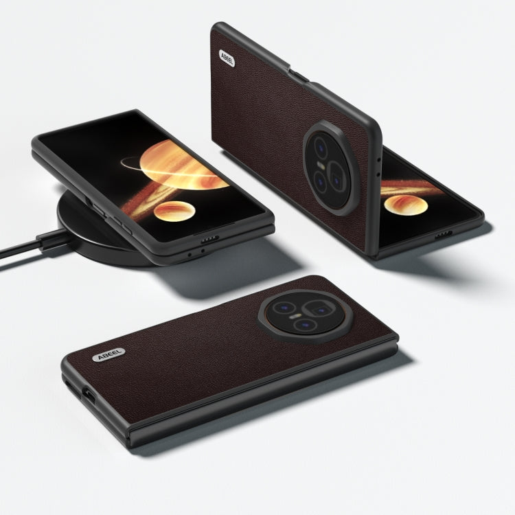 For Honor Magic V3 ABEEL Genuine Leather Elegant Black Edge Phone Case