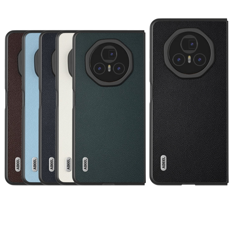 For Honor Magic V3 ABEEL Genuine Leather Elegant Black Edge Phone Case
