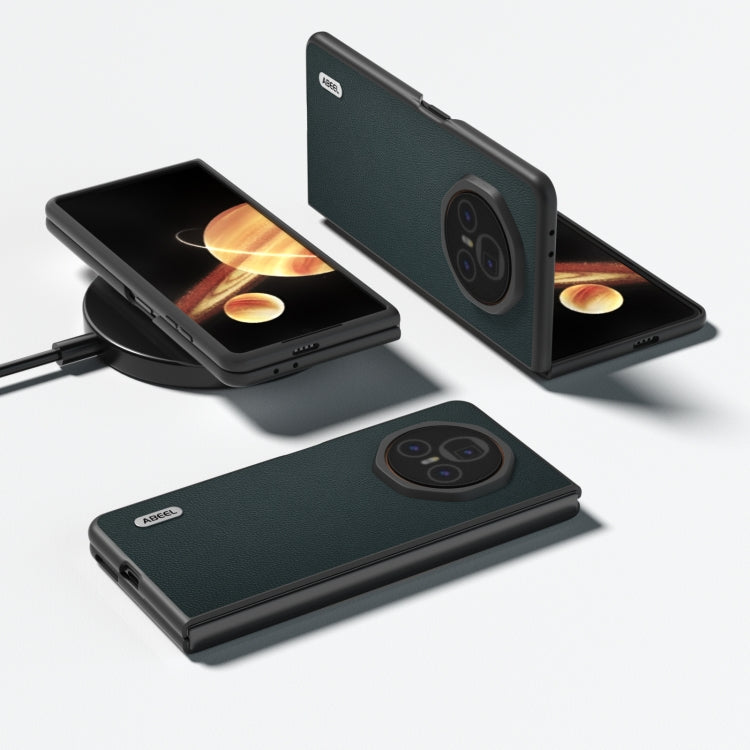 For Honor Magic V3 ABEEL Genuine Leather Elegant Black Edge Phone Case