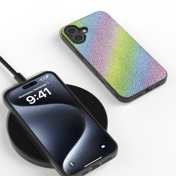 For iPhone 16 Plus Diamond Black Frame Phone Case