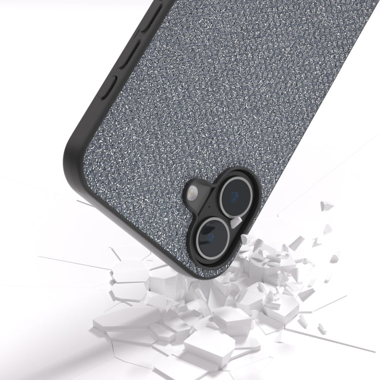 For iPhone 16 Diamond Black Frame Phone Case