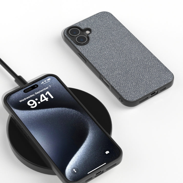 For iPhone 16 Diamond Black Frame Phone Case