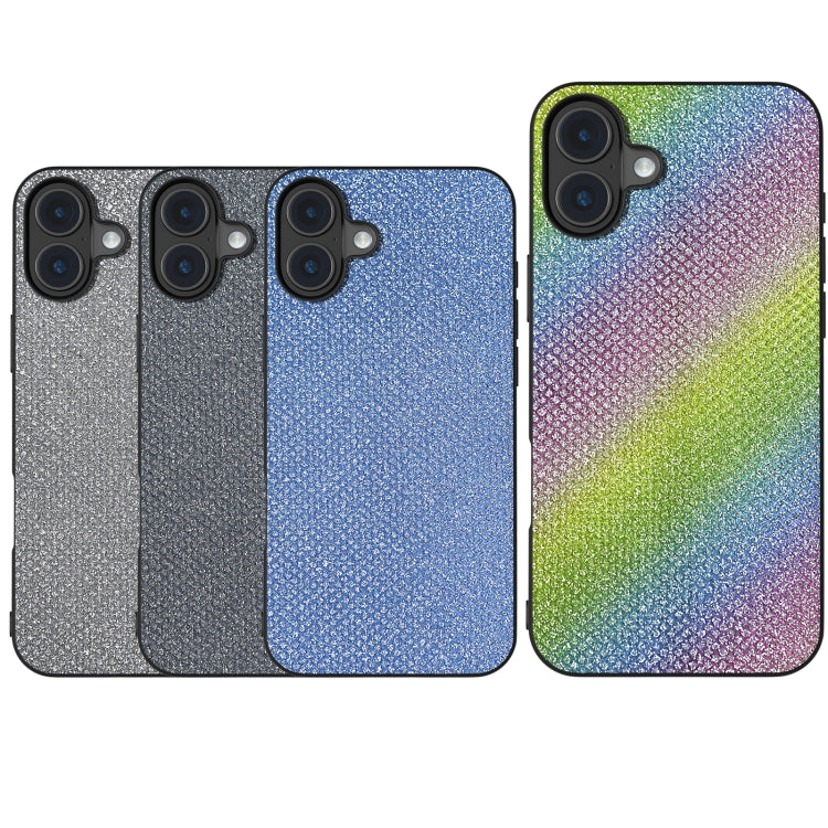 For iPhone 16 Diamond Black Frame Phone Case