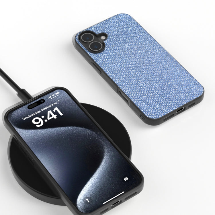 For iPhone 16 Diamond Black Frame Phone Case