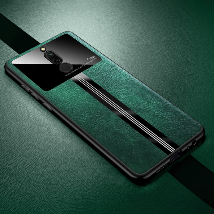 For Xiaomi Redmi 8 Leather Texture PU + Glass + TPU Shockproof Protective Case