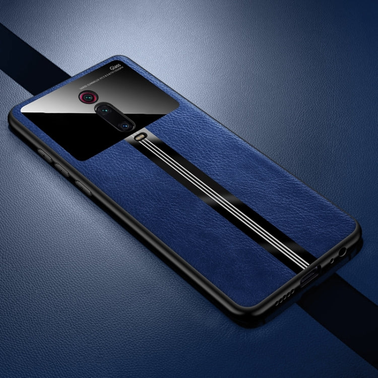 For Xiaomi Redmi K20 Leather Texture PU + Glass + TPU Shockproof Protective Case