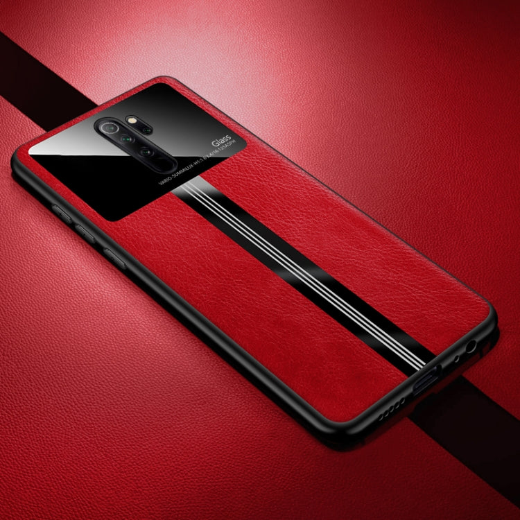 For Xiaomi Redmi Note 8 Pro Leather Texture PU + Glass + TPU Shockproof Protective Case
