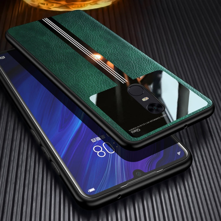 For Xiaomi Redmi 5 Plus (Redmi Note 5) Leather Texture PU + Glass + TPU Shockproof Protective Case
