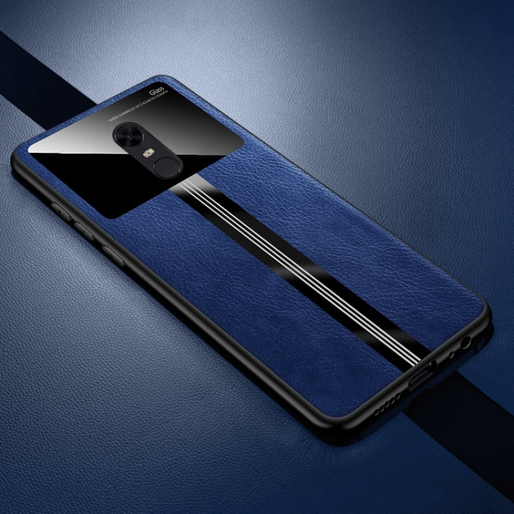 For Xiaomi Redmi 5 Plus (Redmi Note 5) Leather Texture PU + Glass + TPU Shockproof Protective Case
