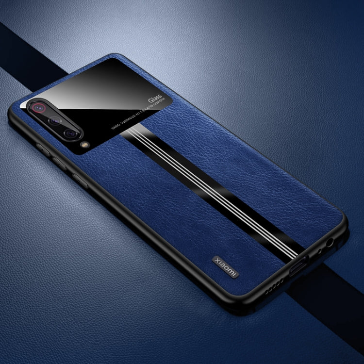 For Xiaomi Mi CC9 Leather Texture PU + Glass + TPU Shockproof Protective Case