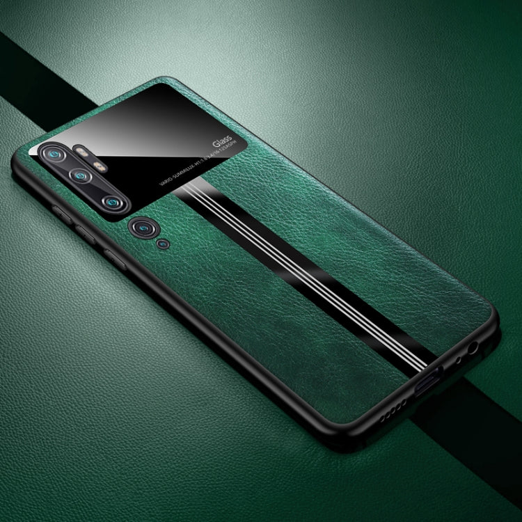 For Xiaomi Mi CC9 Pro Leather Texture PU + Glass + TPU Shockproof Protective Case