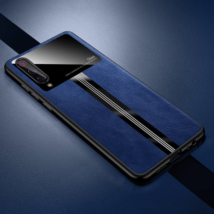 For Xiaomi Mi 9 Leather Texture PU + Glass + TPU Shockproof Protective Case