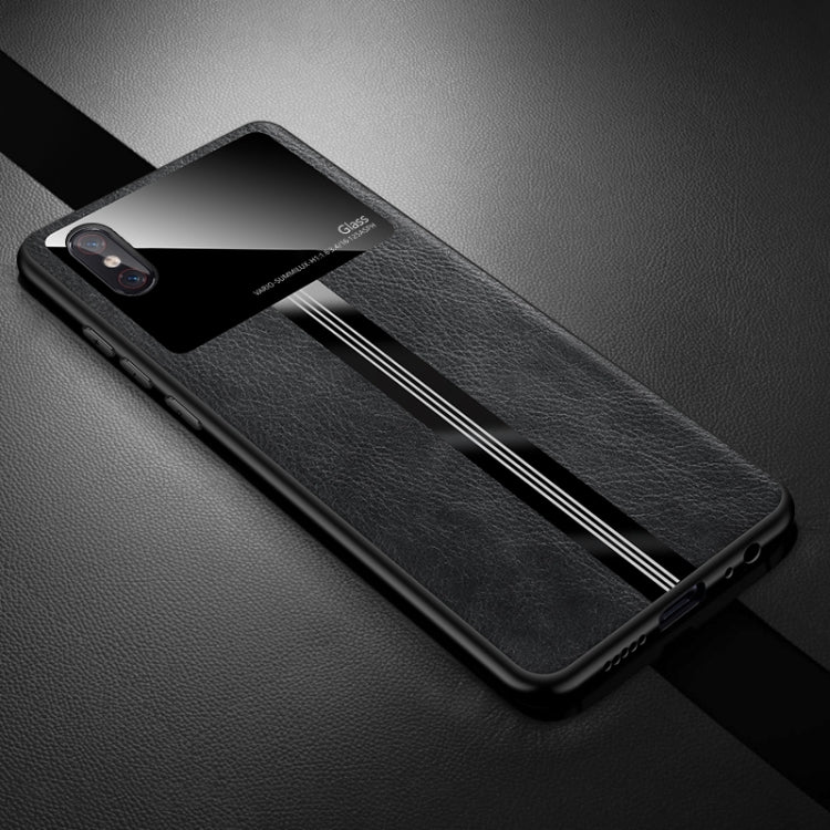 For Xiaomi Mi 8 Explorer Leather Texture PU + Glass + TPU Shockproof Protective Case