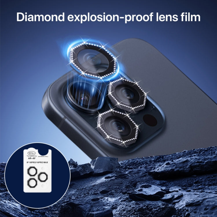For iPhone 16 Pro / 16 Pro Max HD Lens Protective Film with Diamond
