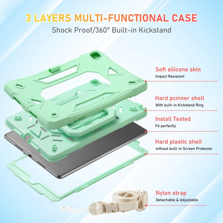 For iPad 10.2 2021 / 2020 / 2019 Legend Grip Holder Silicone Hybrid PC Tablet Case with Strap