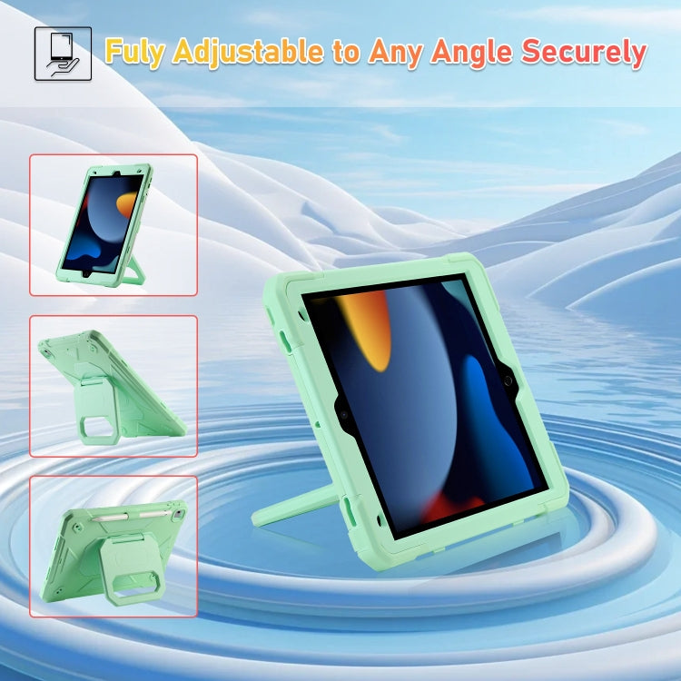For iPad 10.2 2021 / 2020 / 2019 Legend Grip Holder Silicone Hybrid PC Tablet Case with Strap