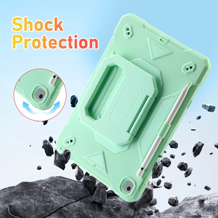 For iPad 10.2 2021 / 2020 / 2019 Legend Grip Holder Silicone Hybrid PC Tablet Case with Strap