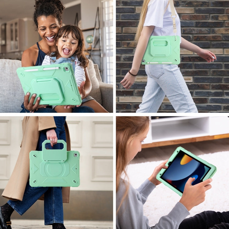 For iPad 10.2 2021 / 2020 / 2019 Legend Grip Holder Silicone Hybrid PC Tablet Case with Strap