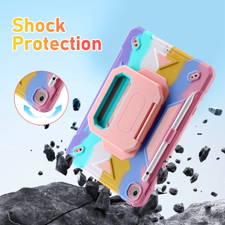 For iPad 10.2 2021 / 2020 / 2019 Legend Grip Holder Silicone Hybrid PC Tablet Case with Strap