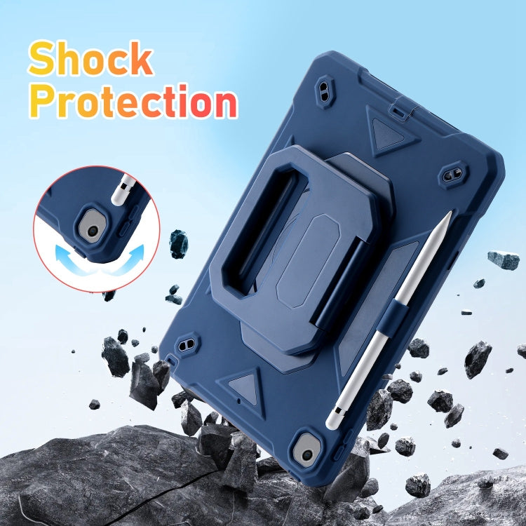 For iPad 10.2 2021 / 2020 / 2019 Legend Grip Holder Silicone Hybrid PC Tablet Case with Strap