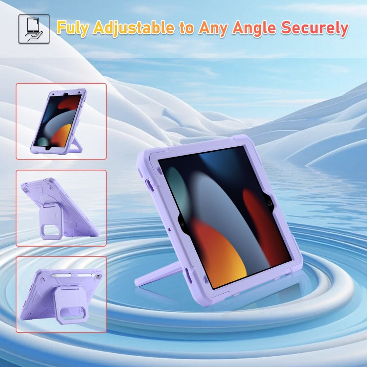 For iPad 10.2 2021 / 2020 / 2019 Legend Grip Holder Silicone Hybrid PC Tablet Case with Strap