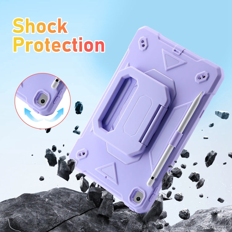 For iPad 10.2 2021 / 2020 / 2019 Legend Grip Holder Silicone Hybrid PC Tablet Case with Strap